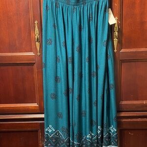 Maggie Lawrence Vintage plus size 22W Teal black white designed culottes Skirt